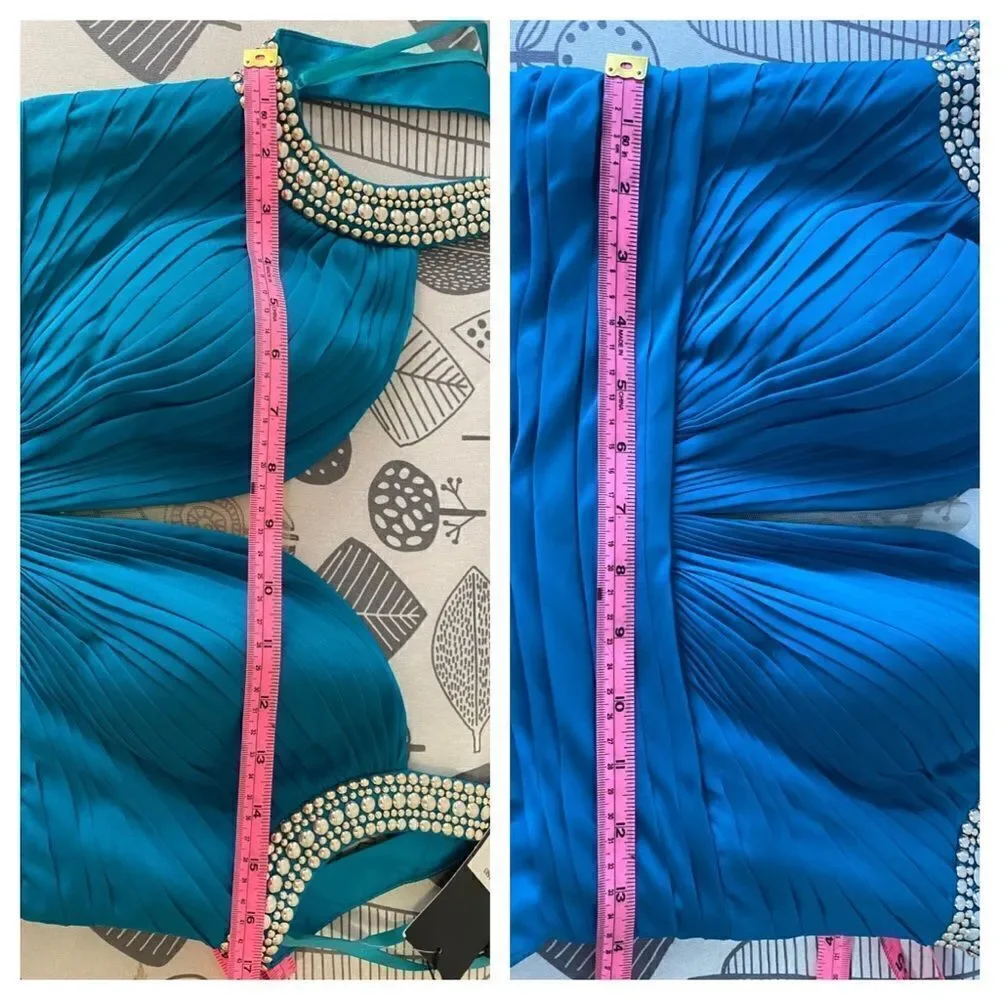 La Femme Dark Turquoise Prom Maxi Dress